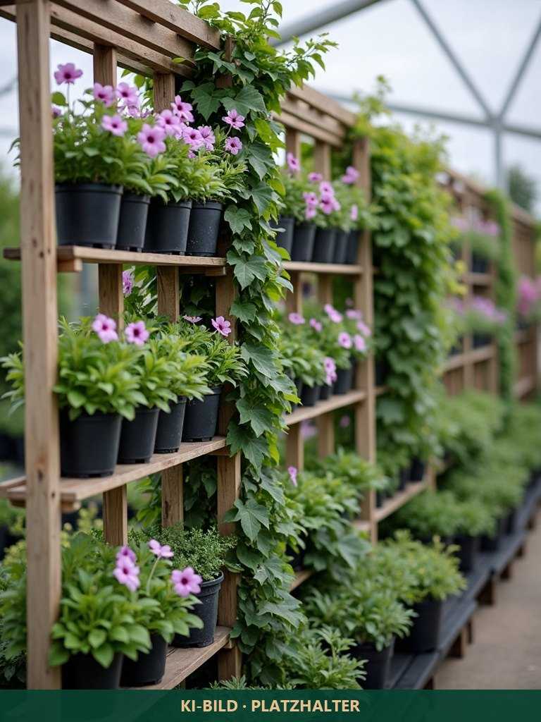 Übergangsbild mit eingeblendetem Hinweis „KI-Bild, Platzhalter“: Clematis an einem Rankgitter